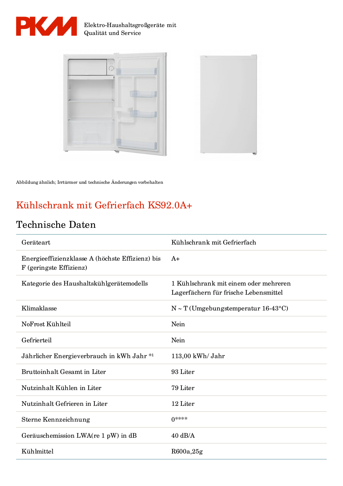 PKM KS92.0A+ User Manual