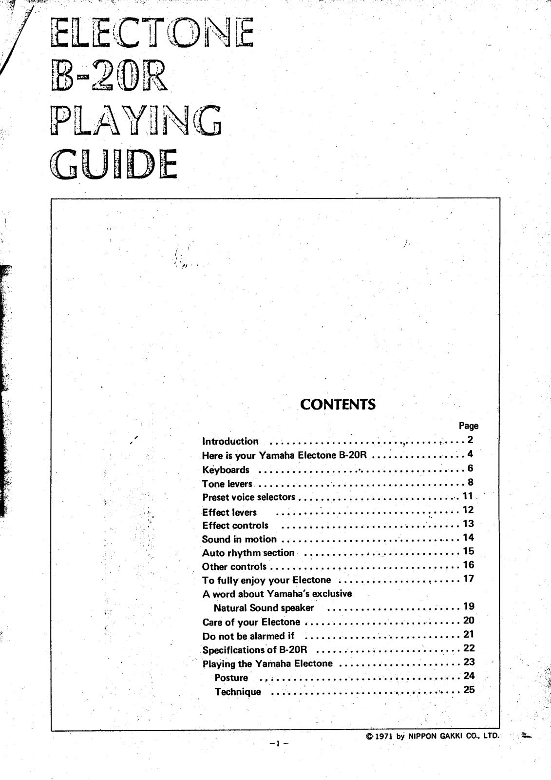 Yamaha B20R, B20RE User Manual