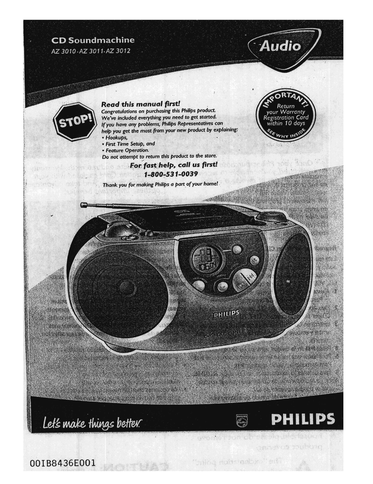 Philips AZ3011, AZ3012, AZ 3010, AZ3012-00C User Manual