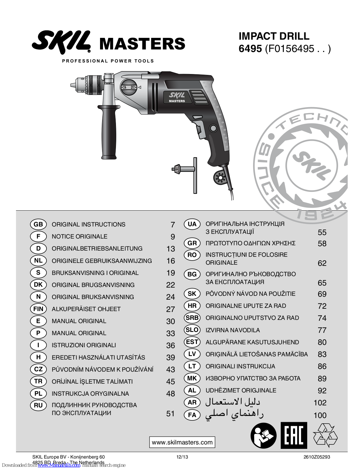 Skil F0156495 Series Original Instructions Manual