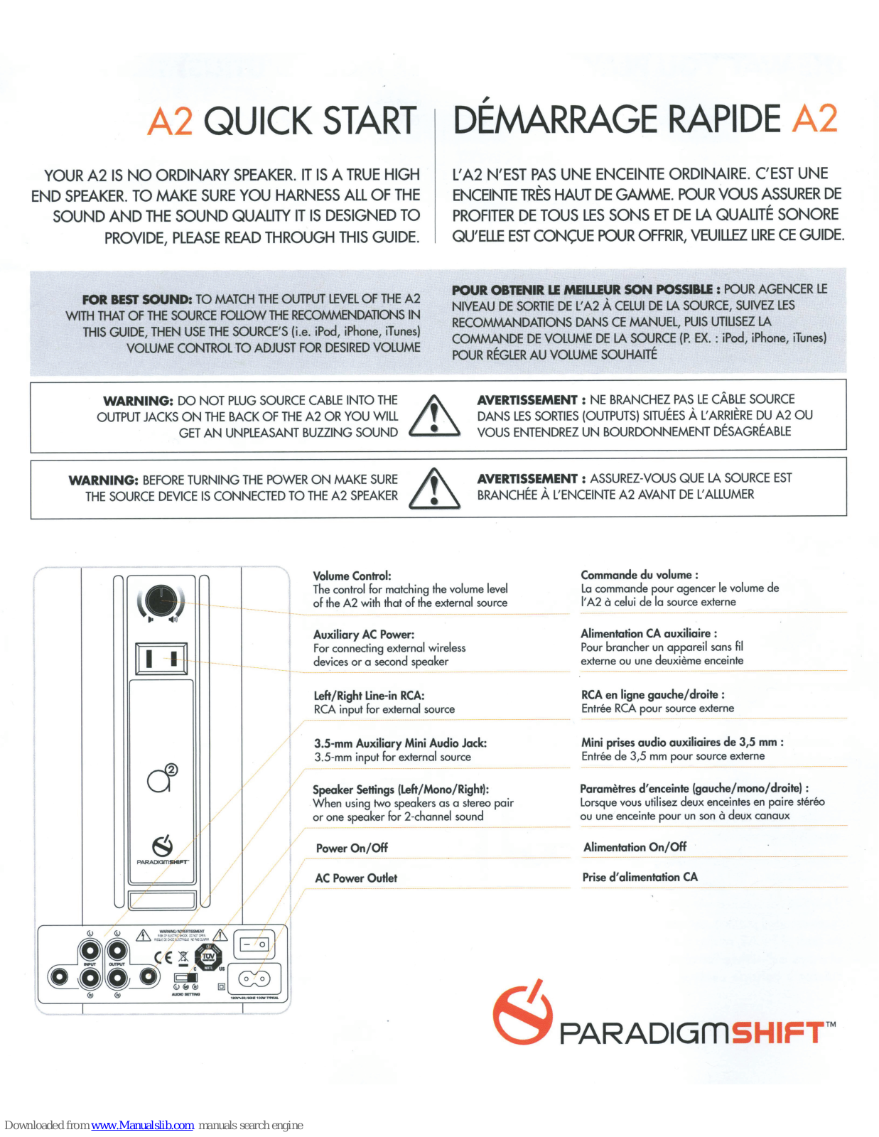 Paradigm A2 Quick Start Manual - ManualMachine.com