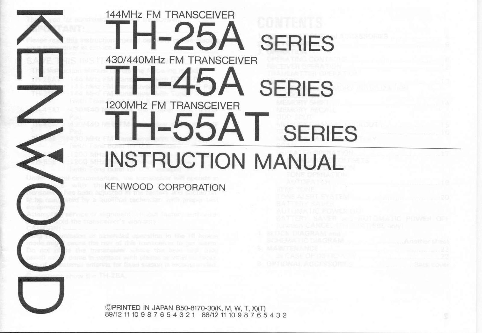 Kenwood TH-25A, TH-45A User Manual