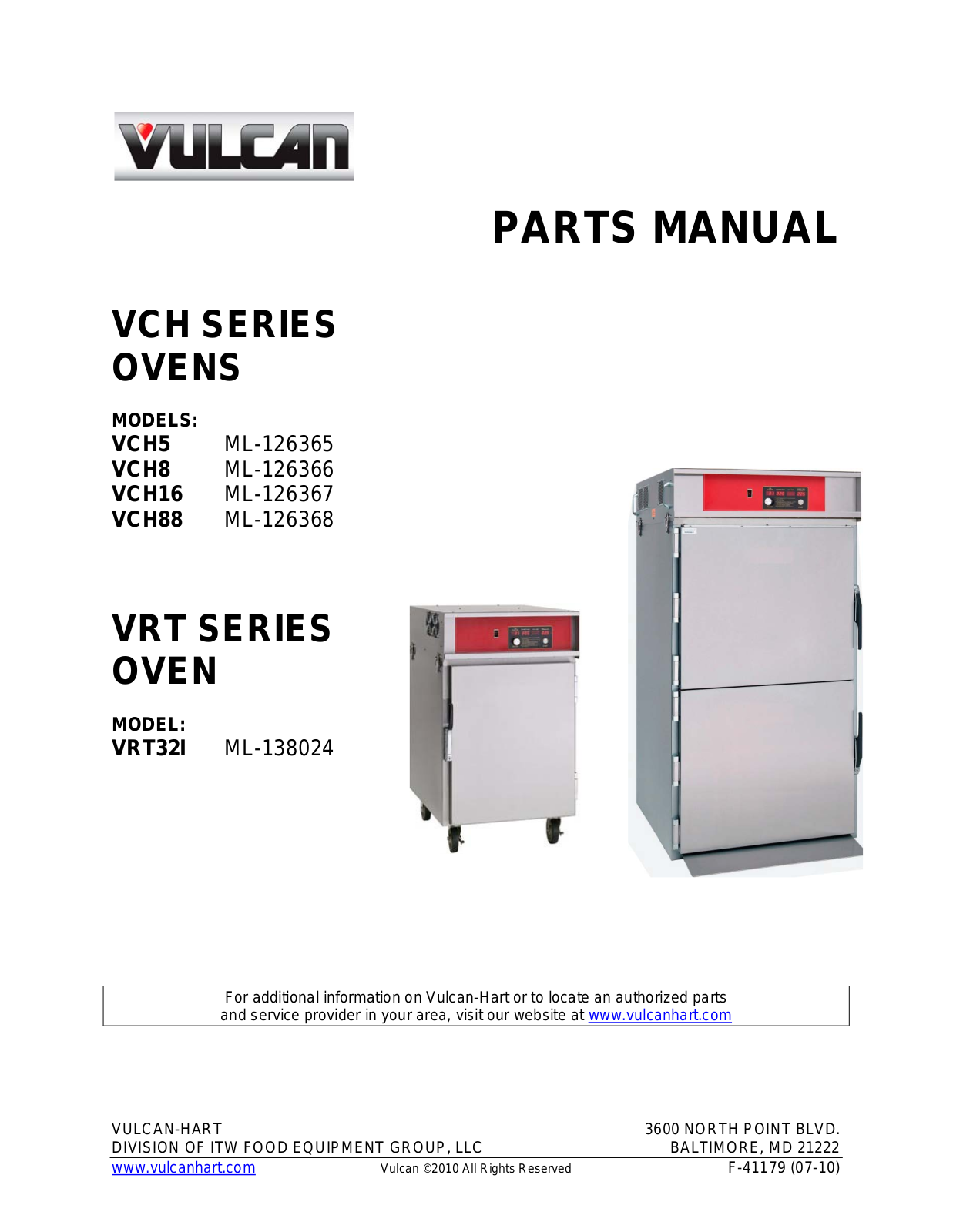 Vulcan-Hart VCH88, VRT32I, VCH16, VCH5, VCH8 User Manual