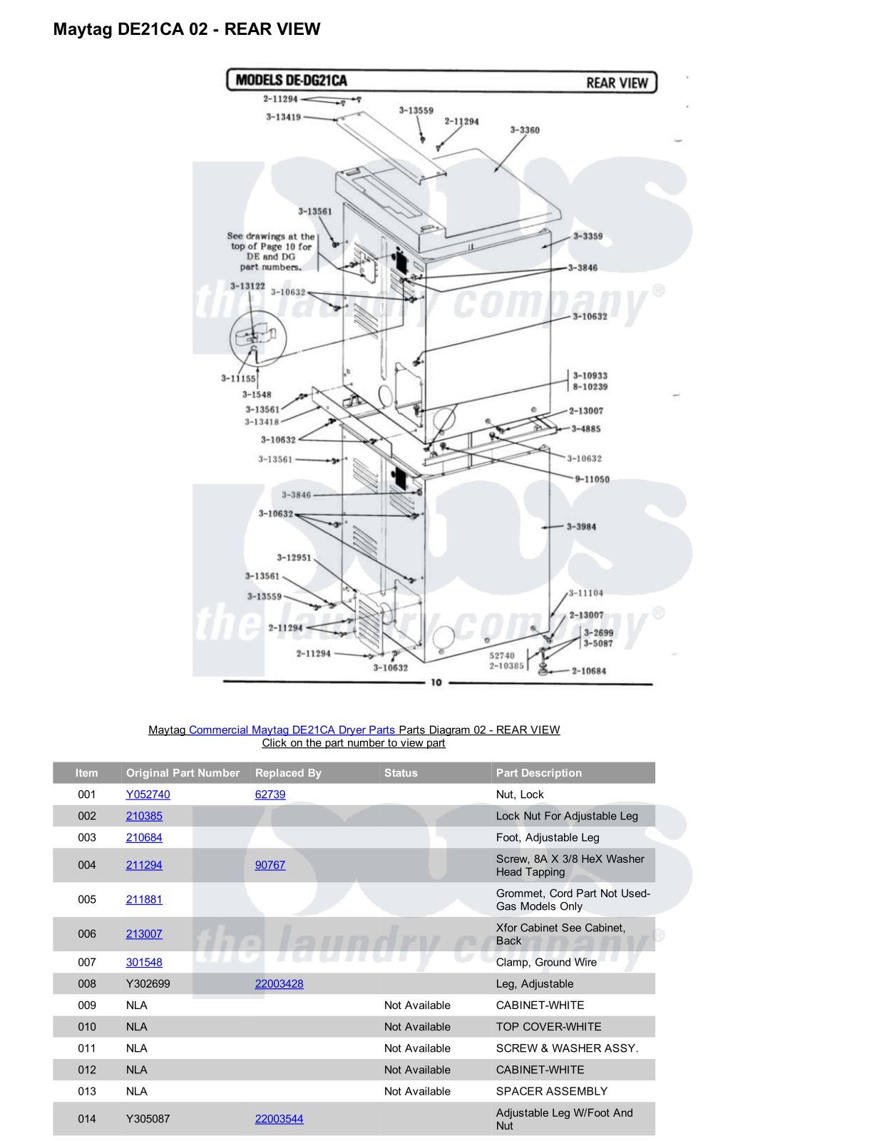 Maytag DE21CA Parts Diagram