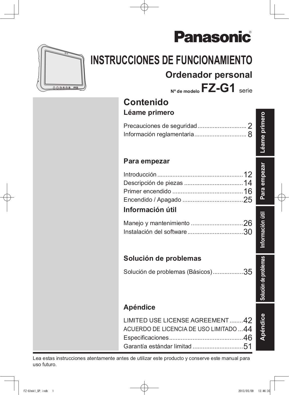 Panasonic FZ-G1 Instruction Manual