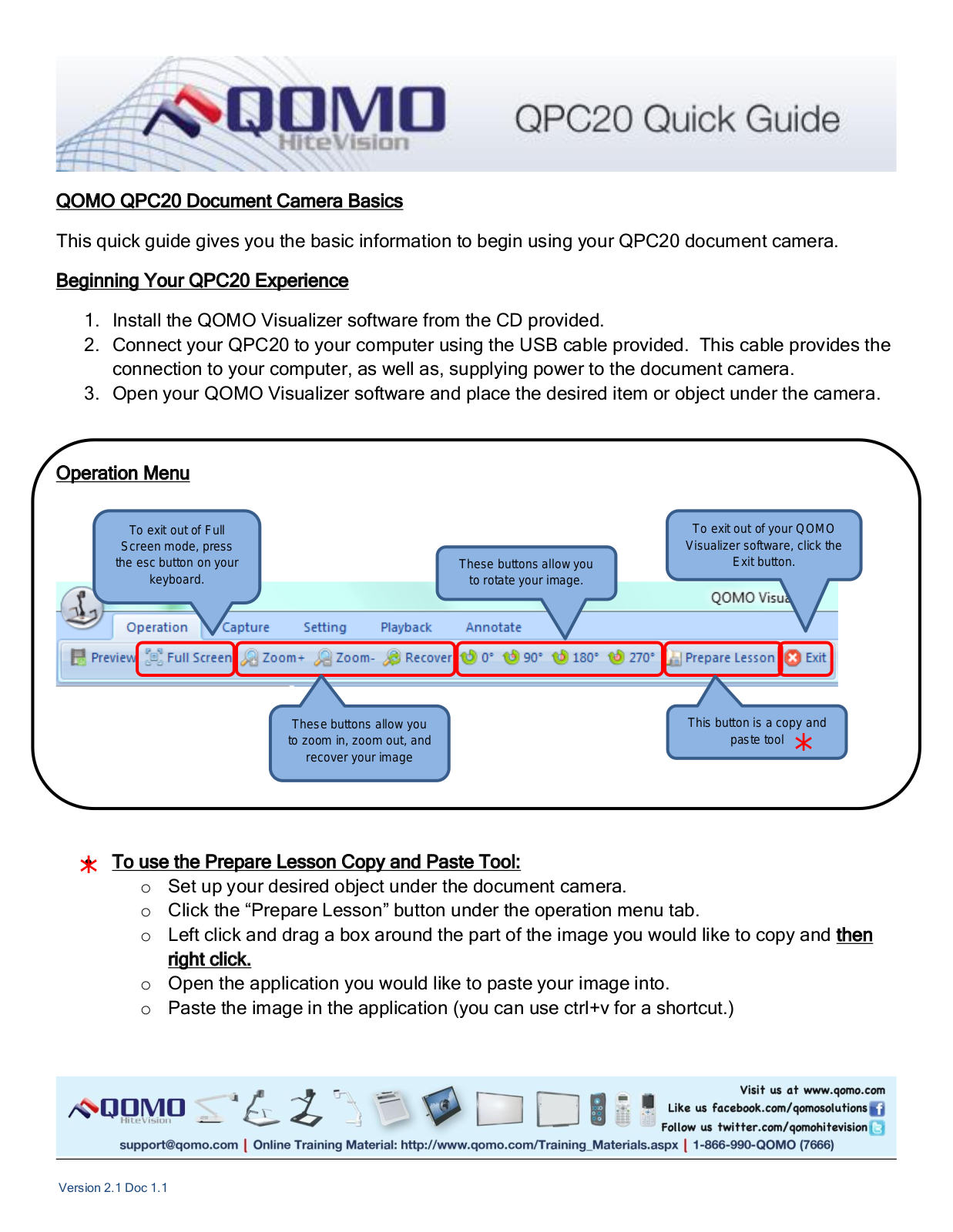 QOMO QPC20 User Manual