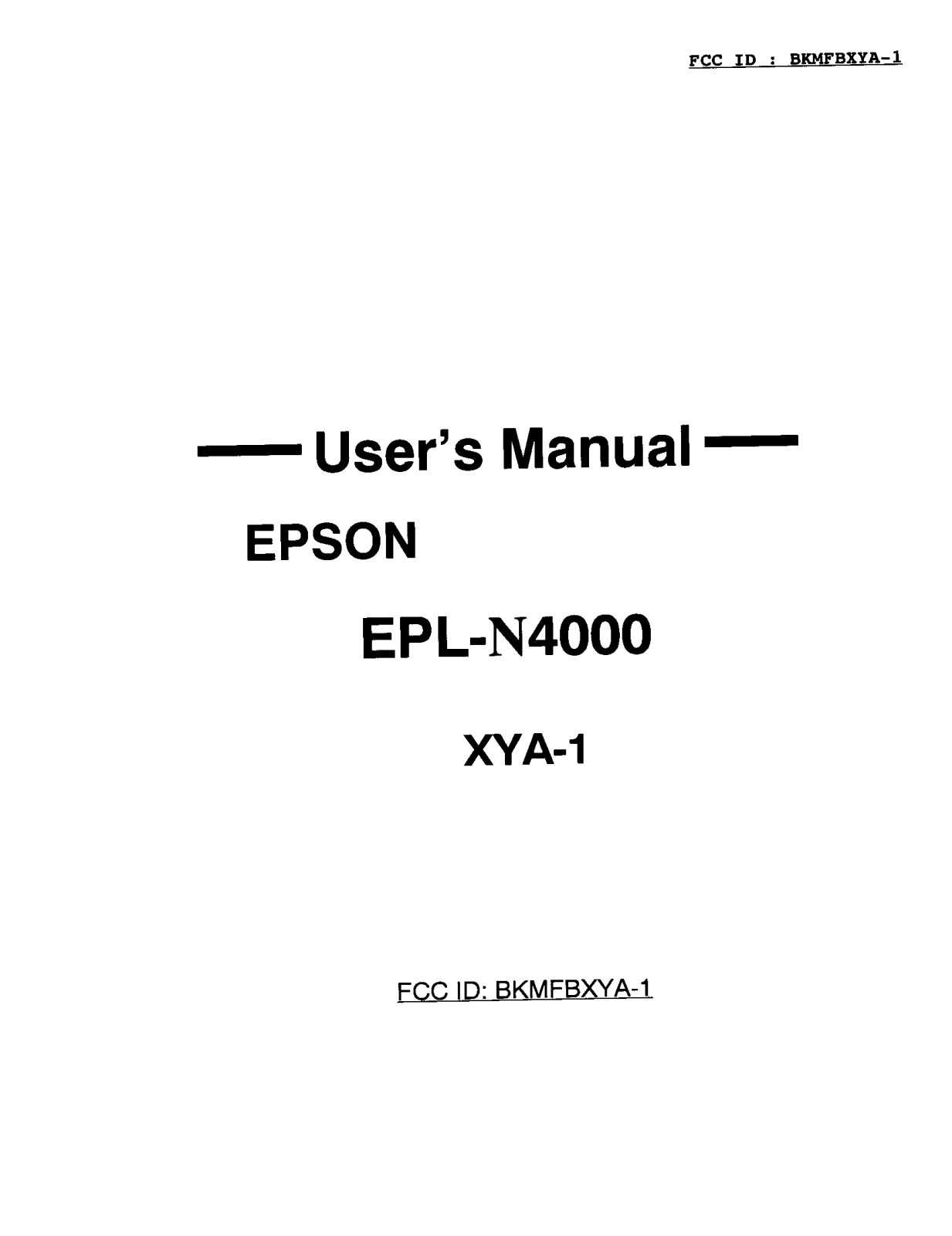 Seiko Epson FBXYA 1 User Manual