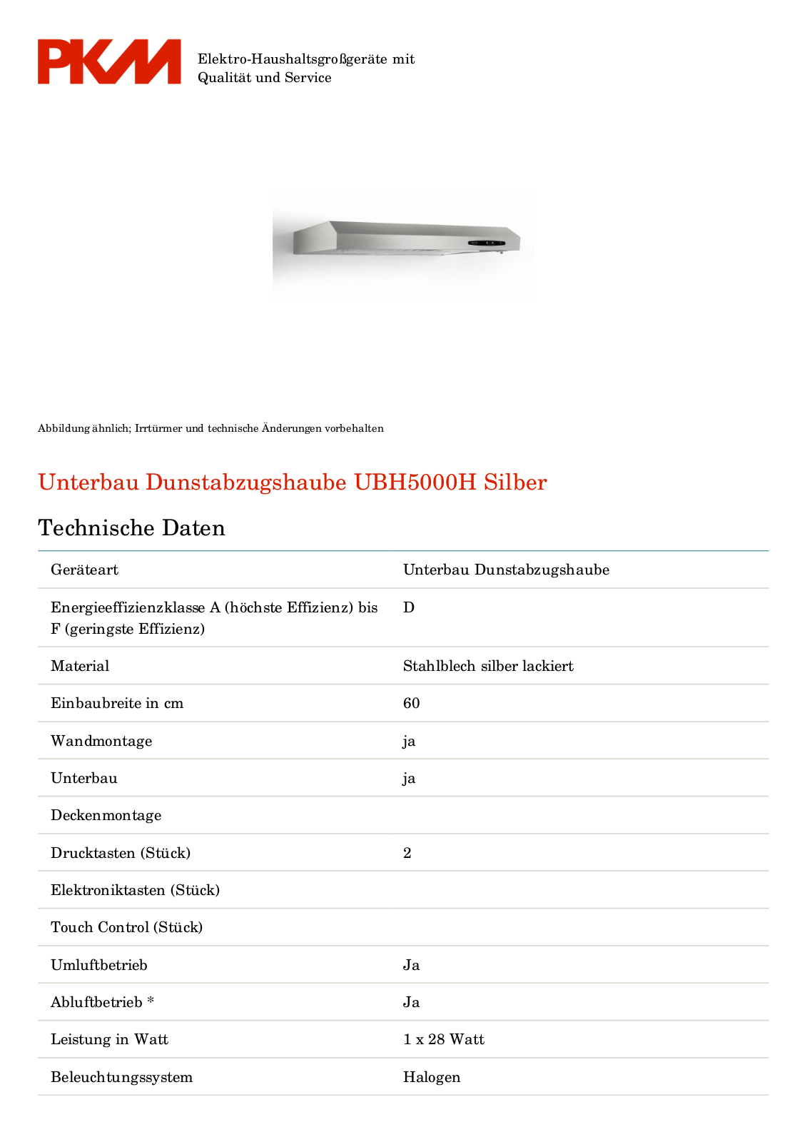 PKM UBH5000H User Manual