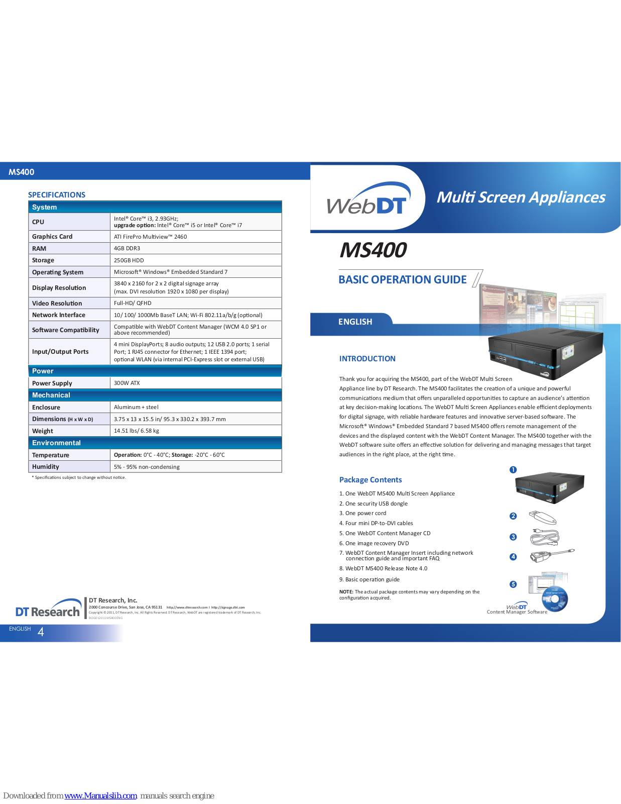 WebDT MS400 Basic Operation Manual