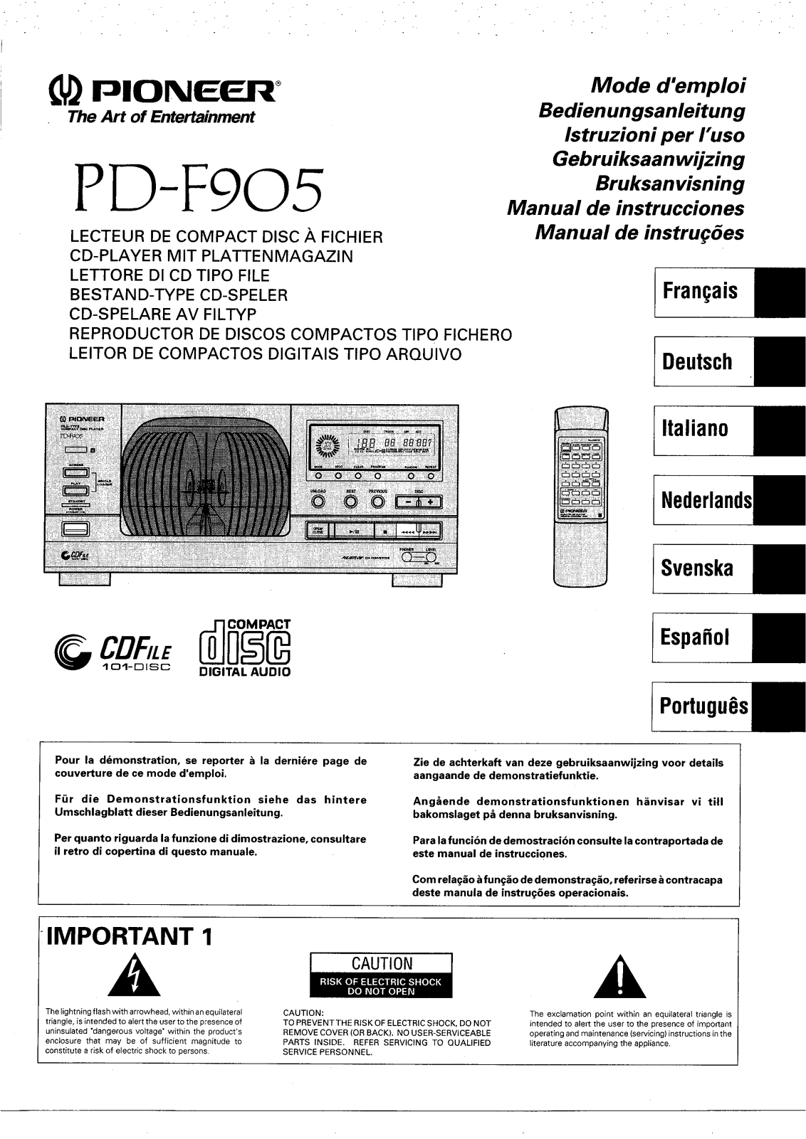 Pioneer PD-F905 User Manual