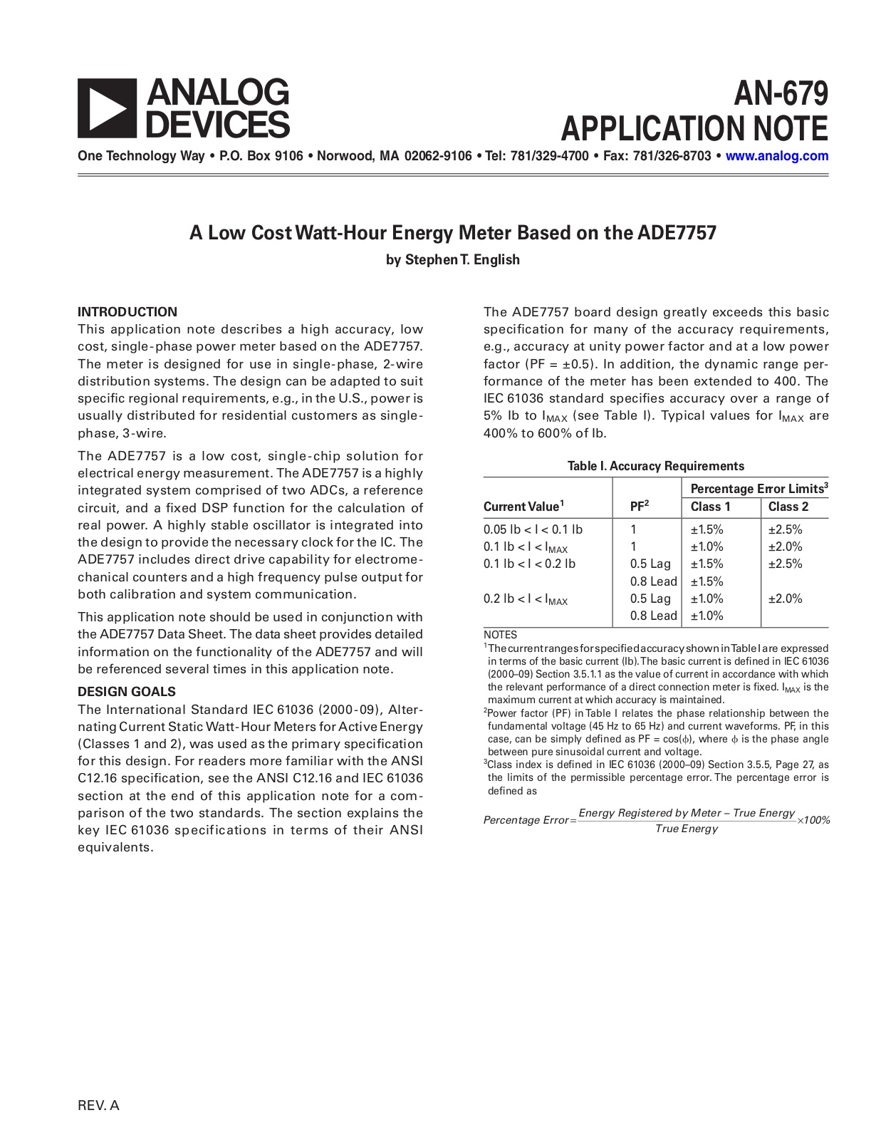 ANALOG DEVICES AN-679 Service Manual