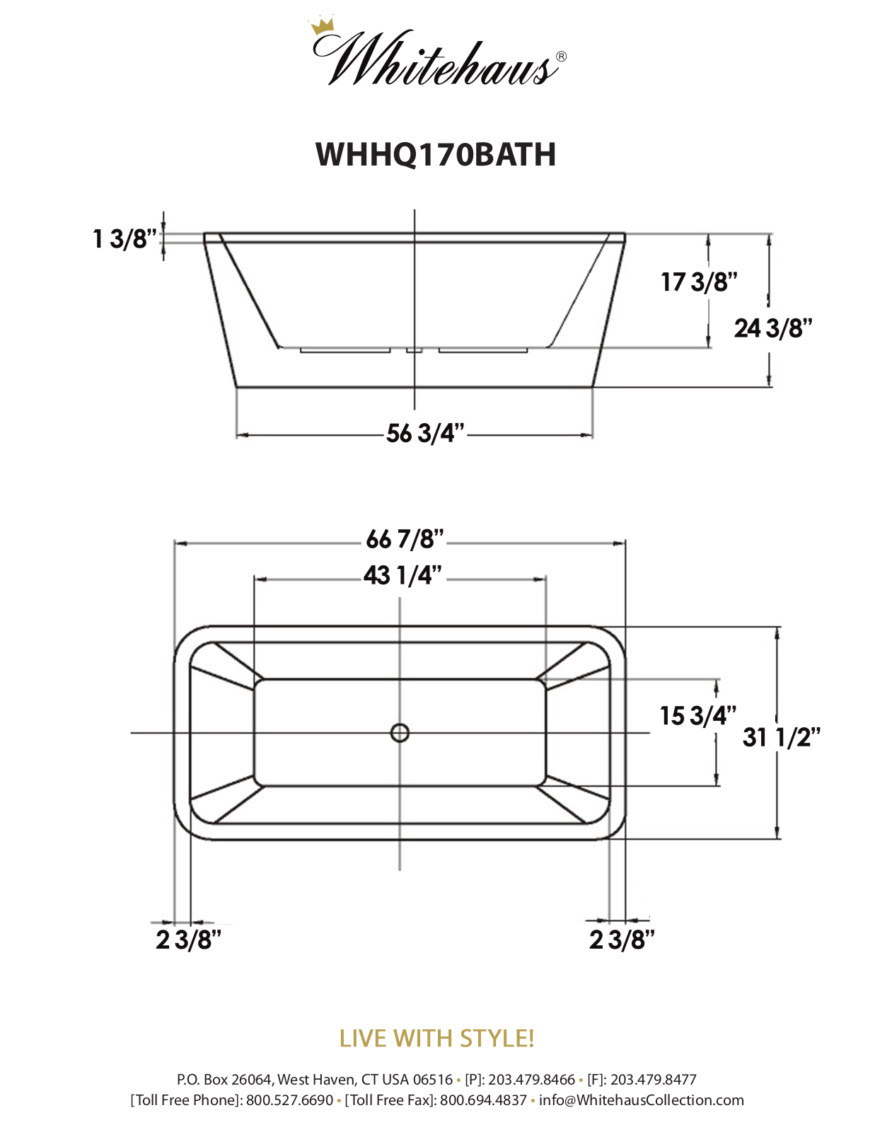 Whitehaus Collection WHC2612 Specification Sheet - ManualMachine.com