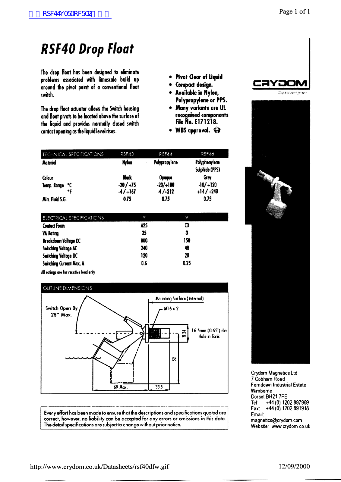 CRYDOM RSF40 Service Manual