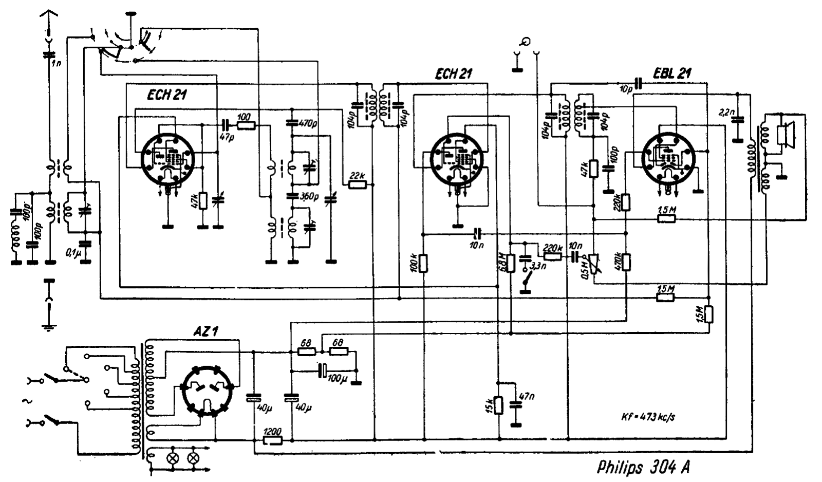 Philips 304-A Schematic