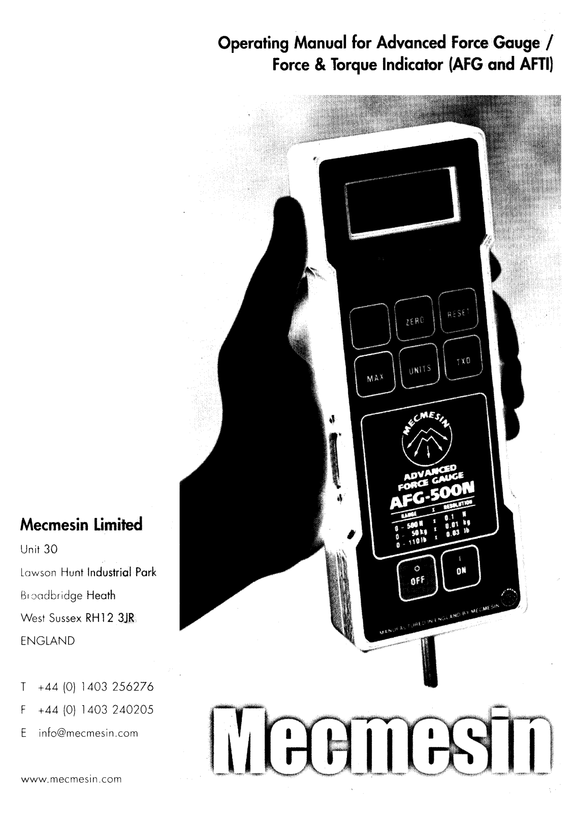 Mecmesin AFG, AFTI II Operation Manual - ManualMachine.com