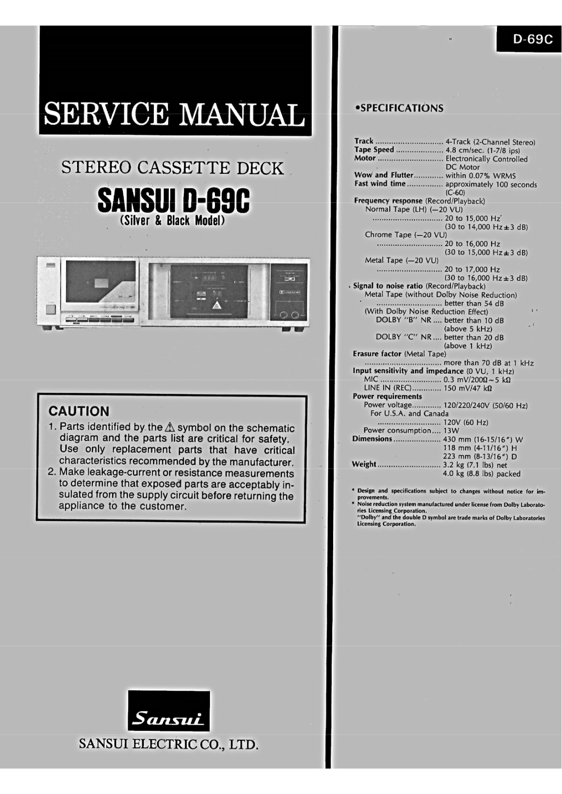 Sansui D-69-C Service Manual