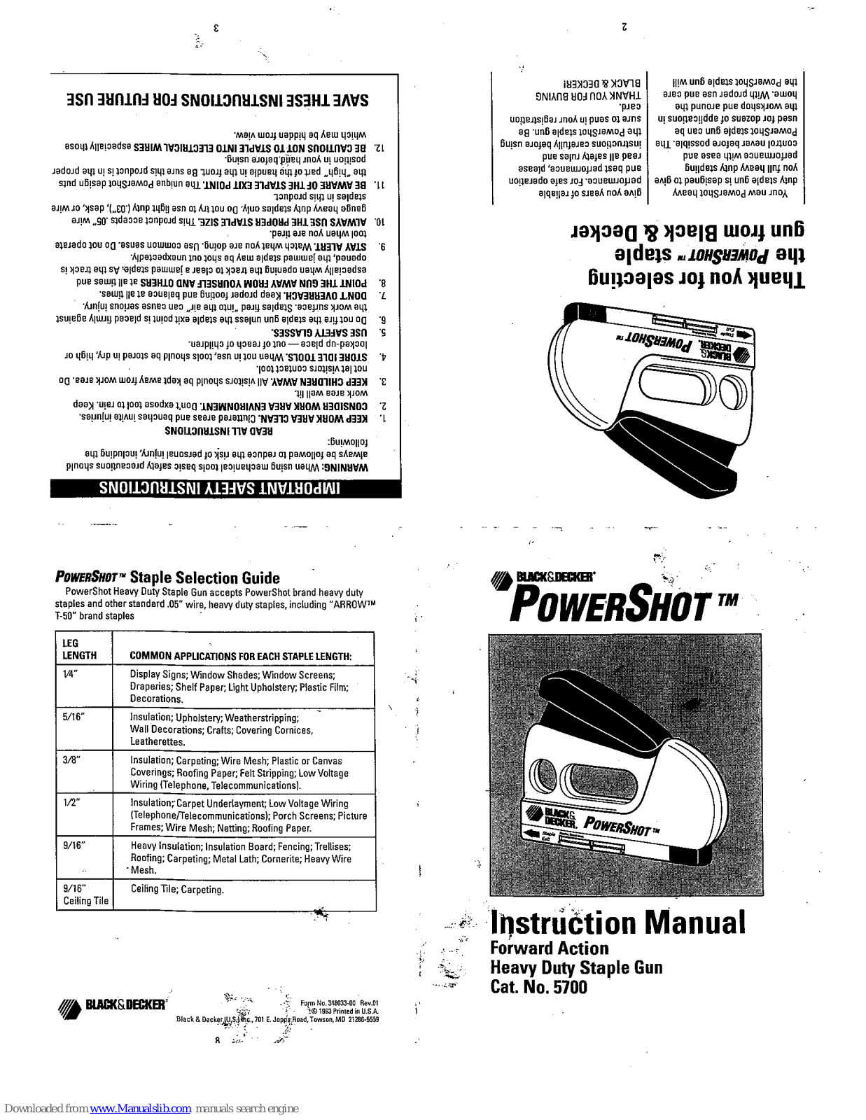 Black & Decker 5700 Instruction Manual