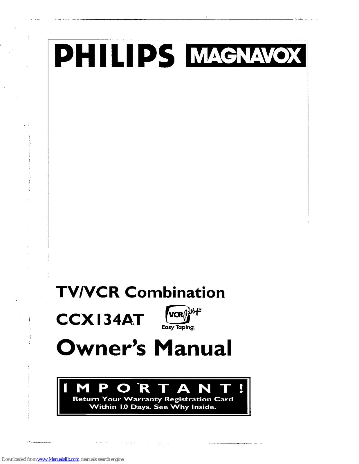 Philips/Magnavox CCX134AT, CCX134AT99 Owner's Manual