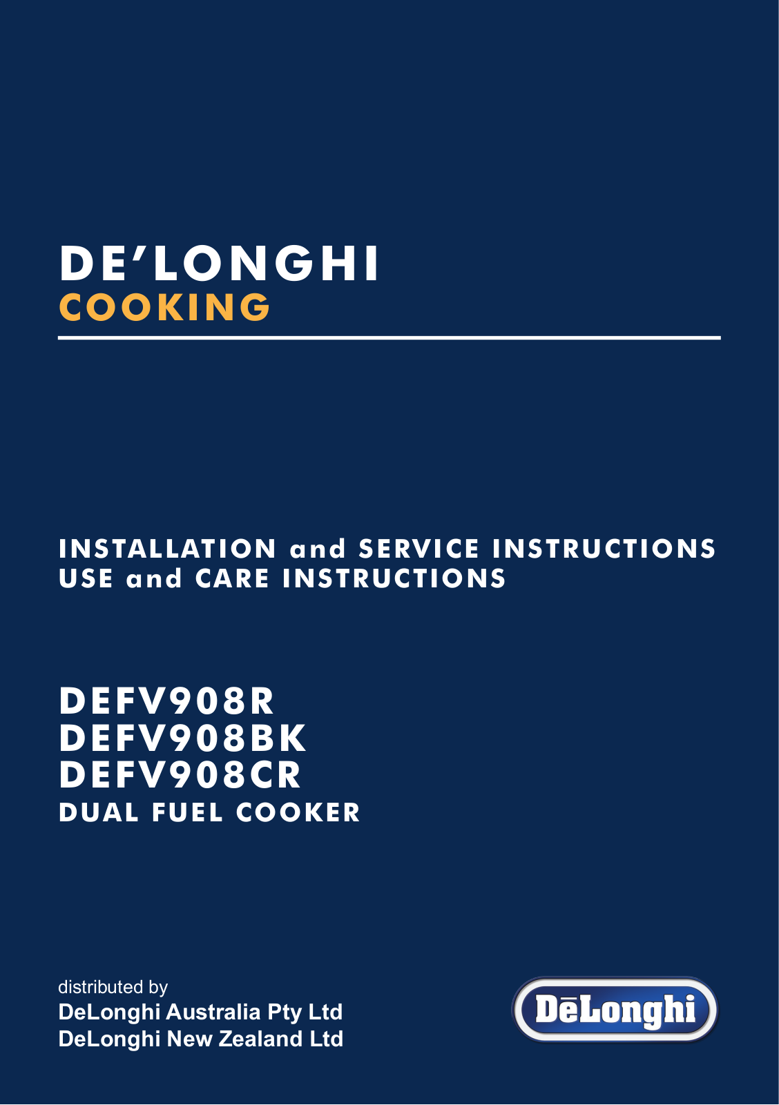 Delonghi DEFV908CR, DEFV908R, DEFV908BK User Manual
