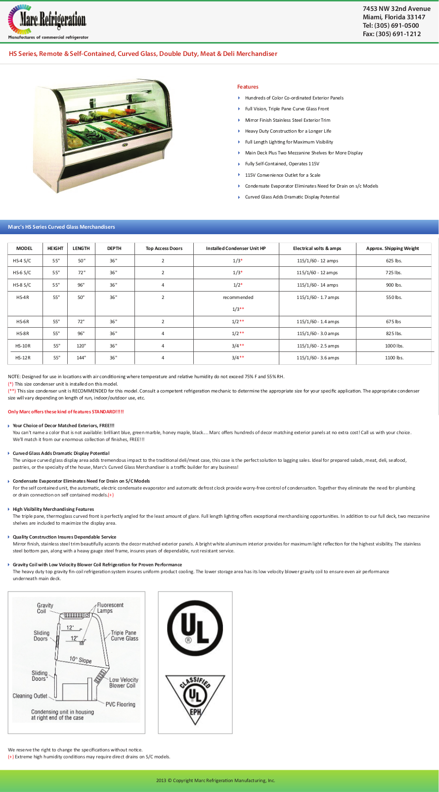 Marc Refrigeration HS-12R User Manual