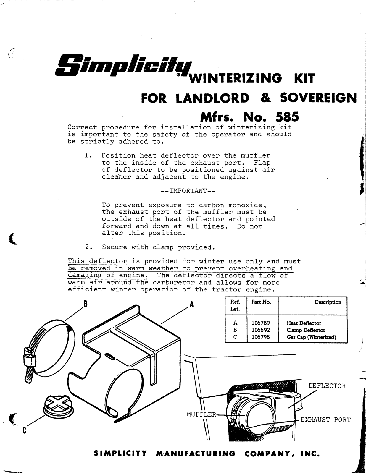 Simplicity 585 User Manual