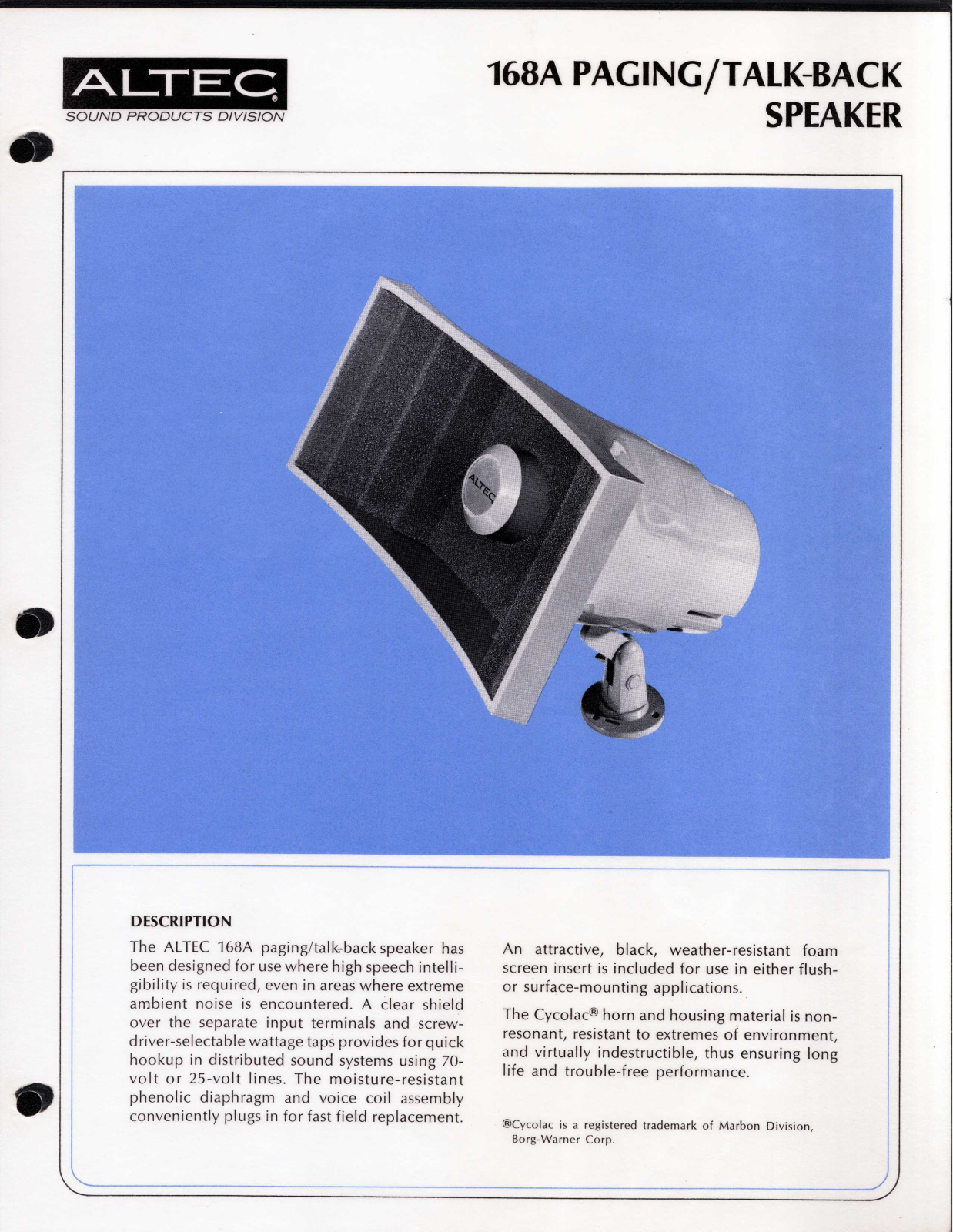 Altec Lansing 168A User Manual