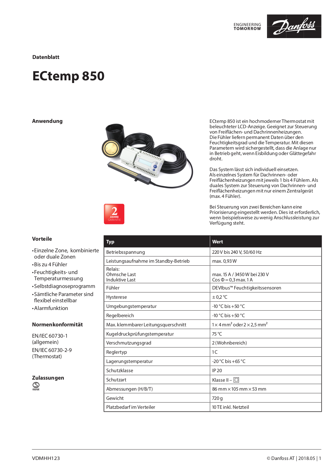 Danfoss ECtemp 850 Data sheet