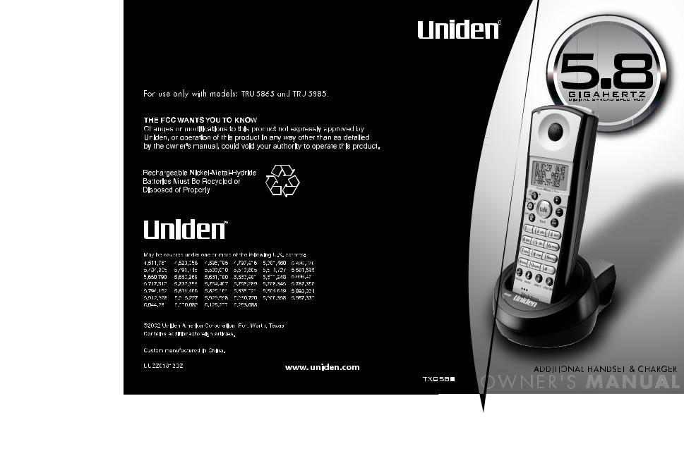 Uniden TRU5885 User Manual