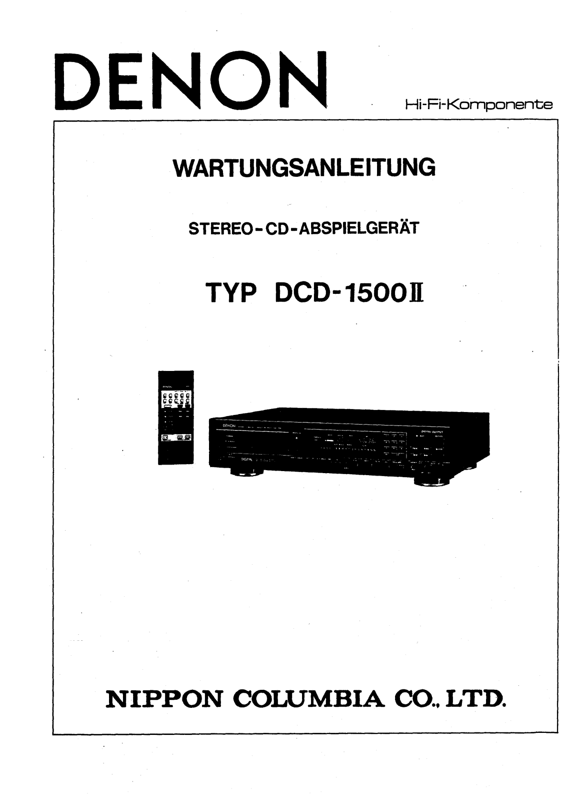 Denon DCD-1500II Service Manual