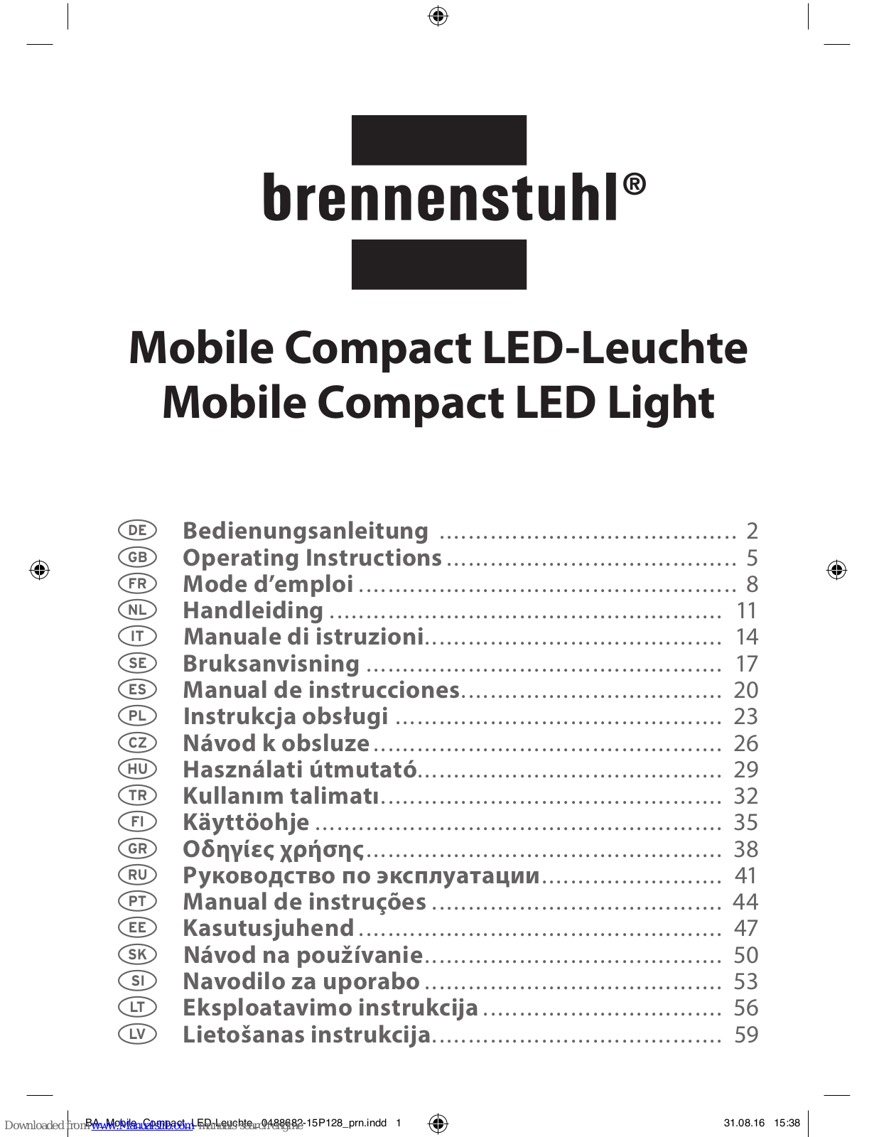 brennenstuhl ML SN 4005 V2 IP 54, ML CN 150 1S V2 IP 54, ML CN 130 1S V2 IP 54 Operating Instructions Manual