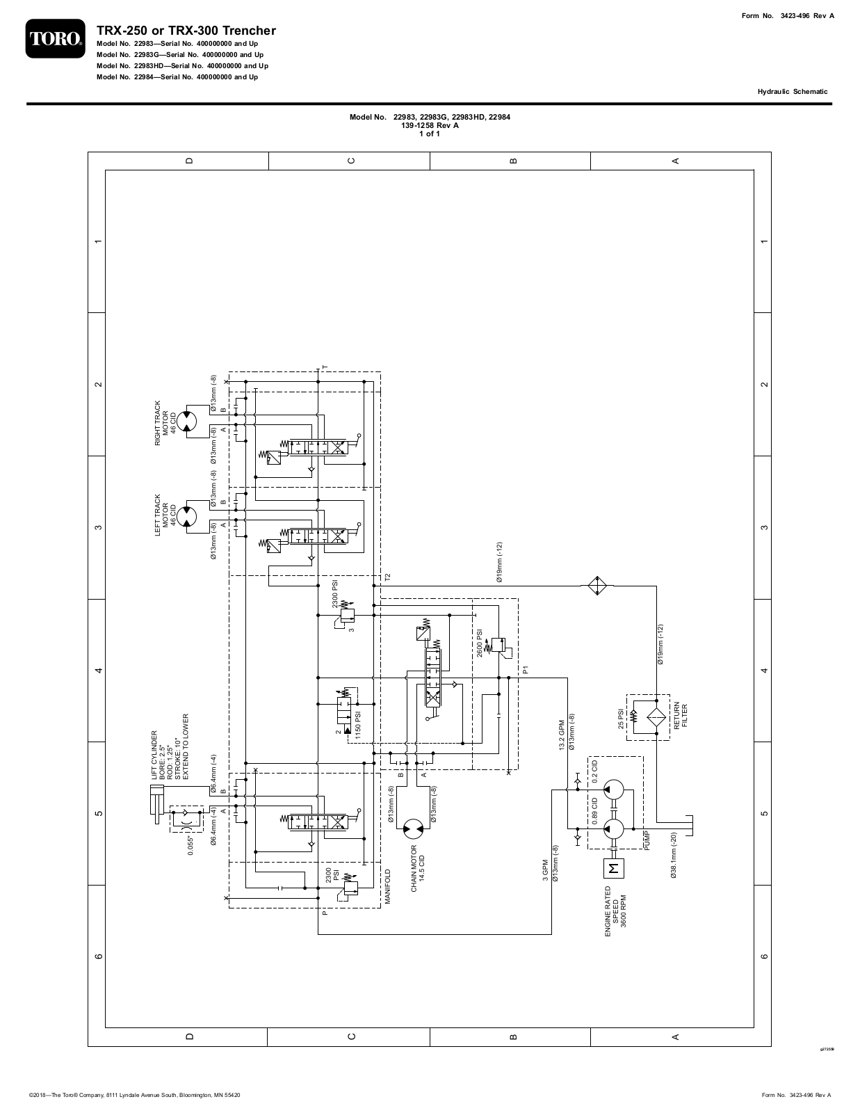 Toro 22983 Schematic Drawing - Hydraulic - ManualMachine.com