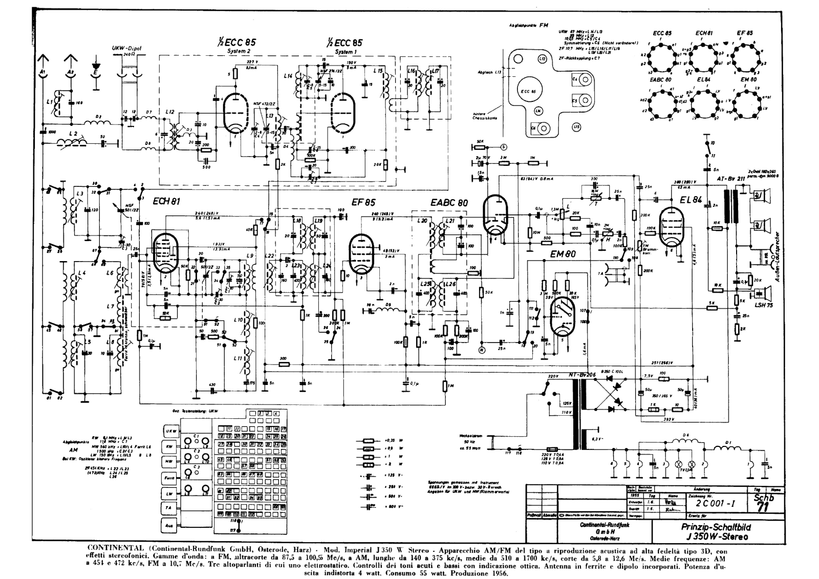 Continental imperial j350w schematic