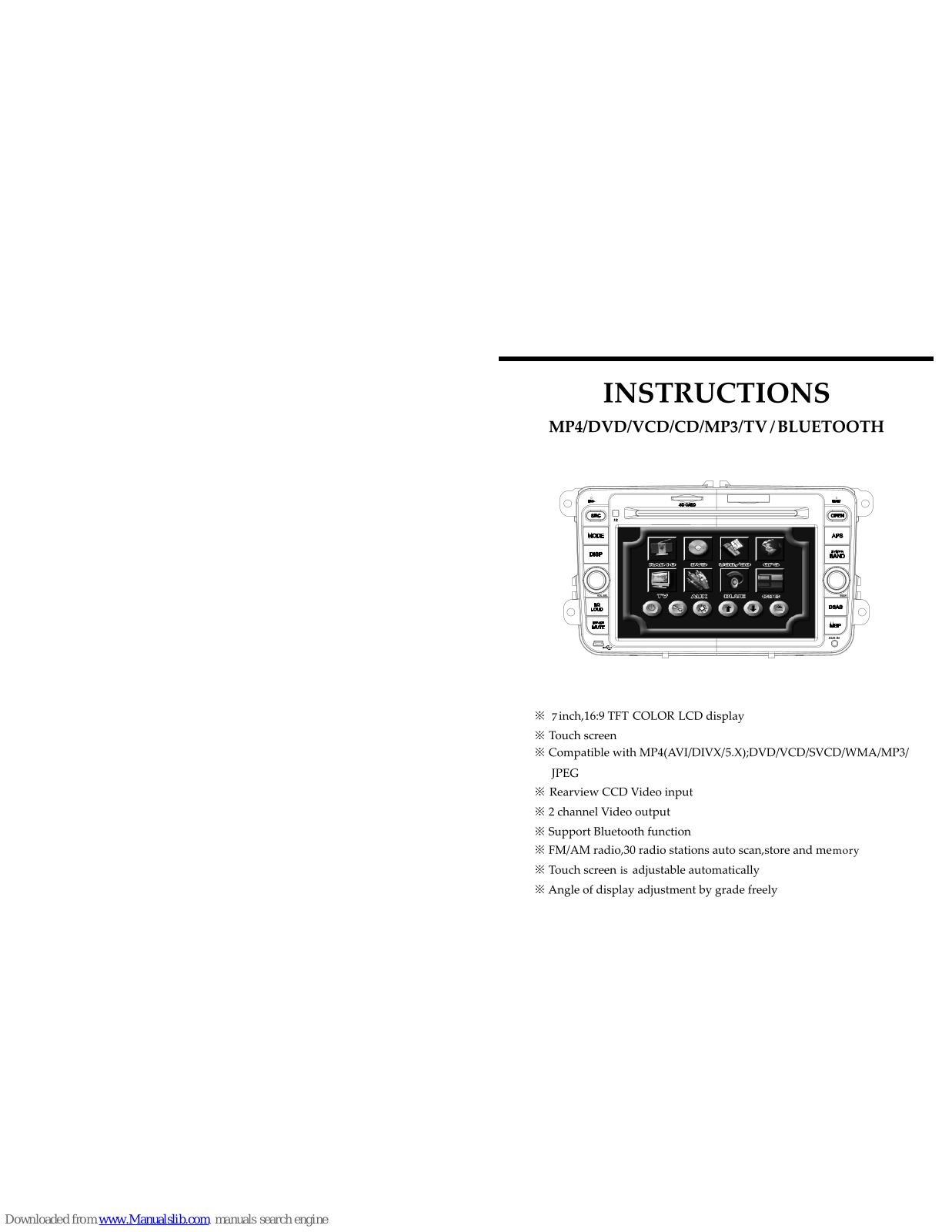 Eonon E1060 Instructions Manual