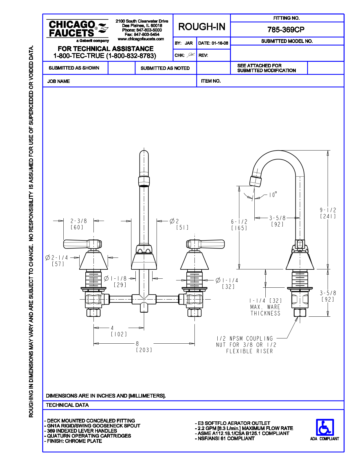 Chicago Faucet 785-369CP User Manual