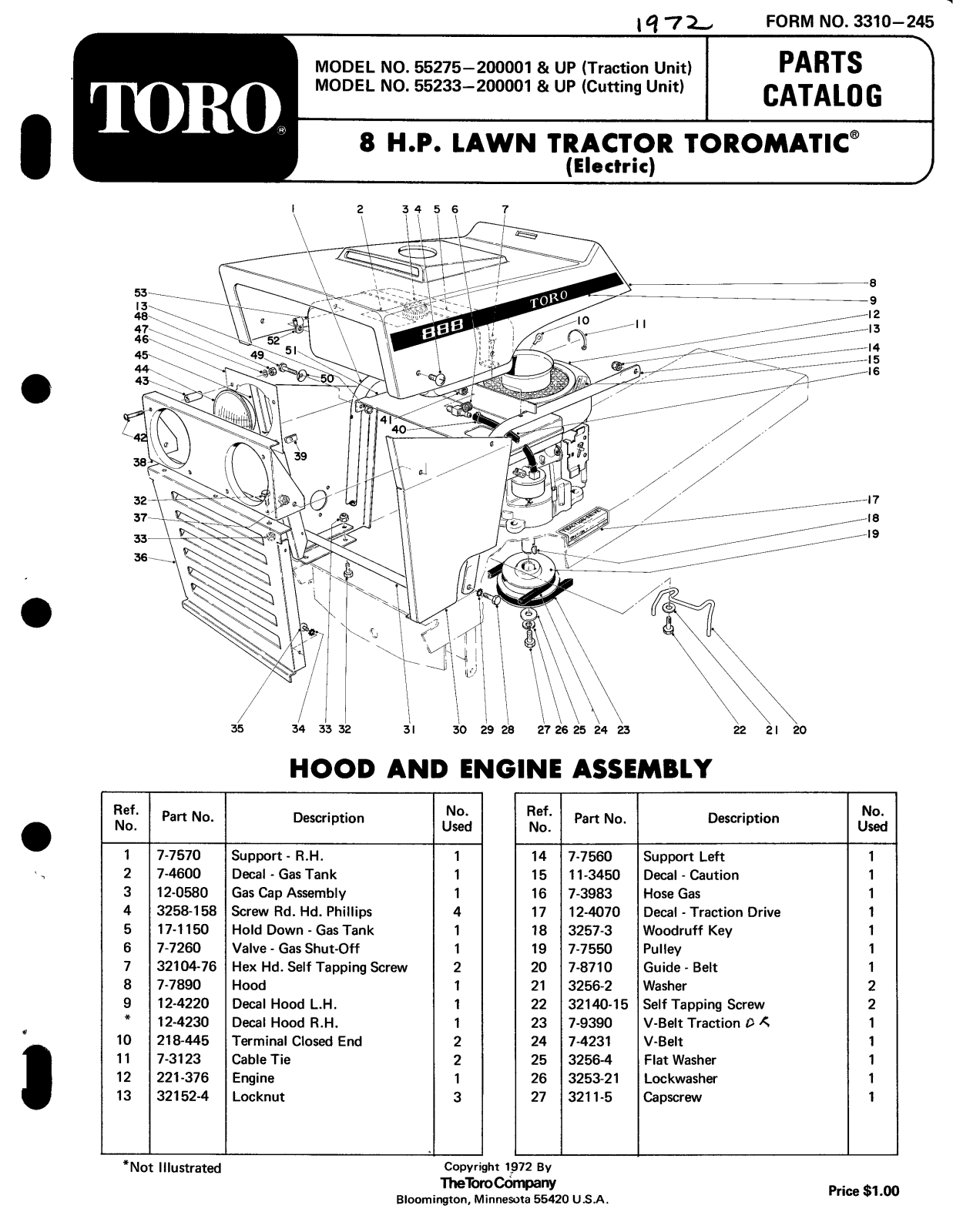 Toro 55275 Parts Catalogue