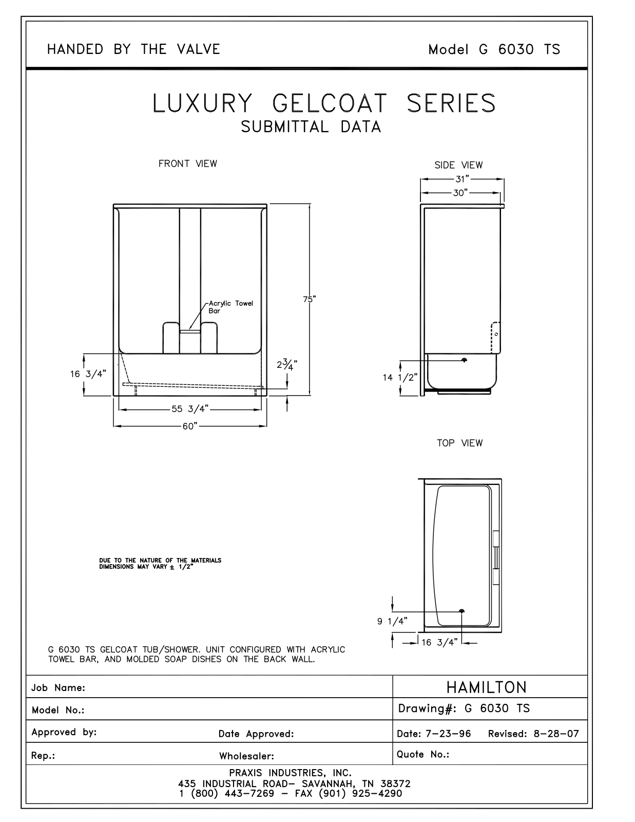 Hamilton G6030TS User Manual