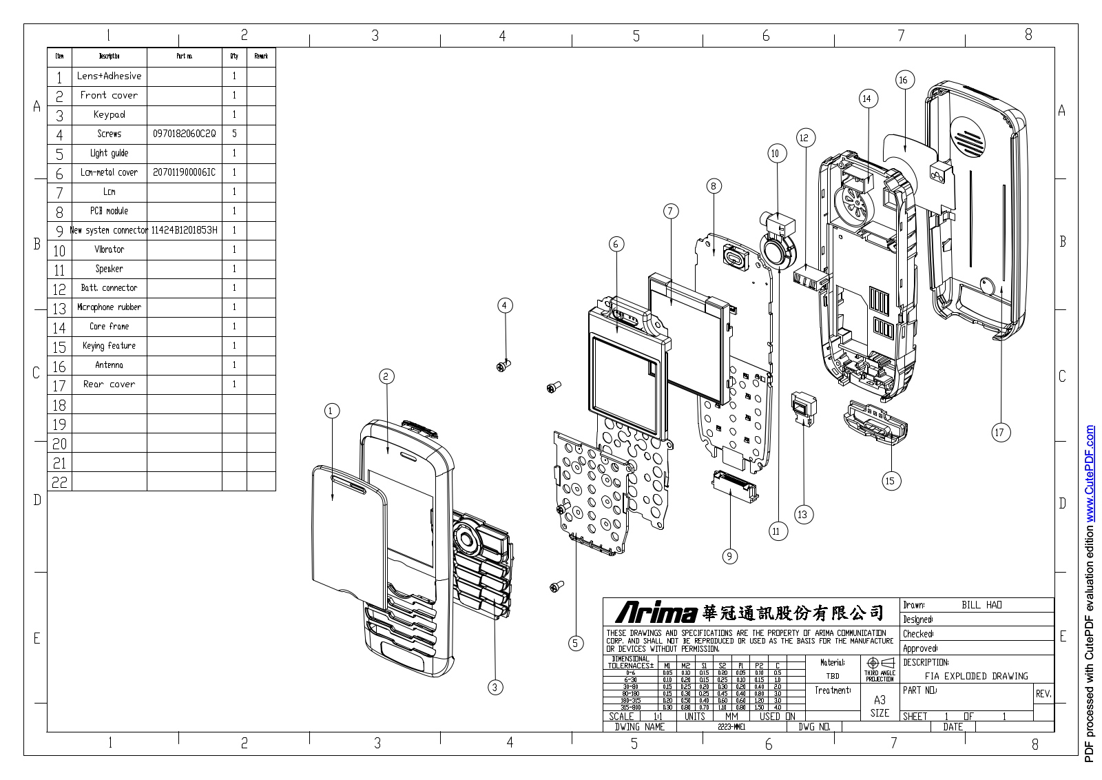 Sony Ericsson J220, J230 Exploded