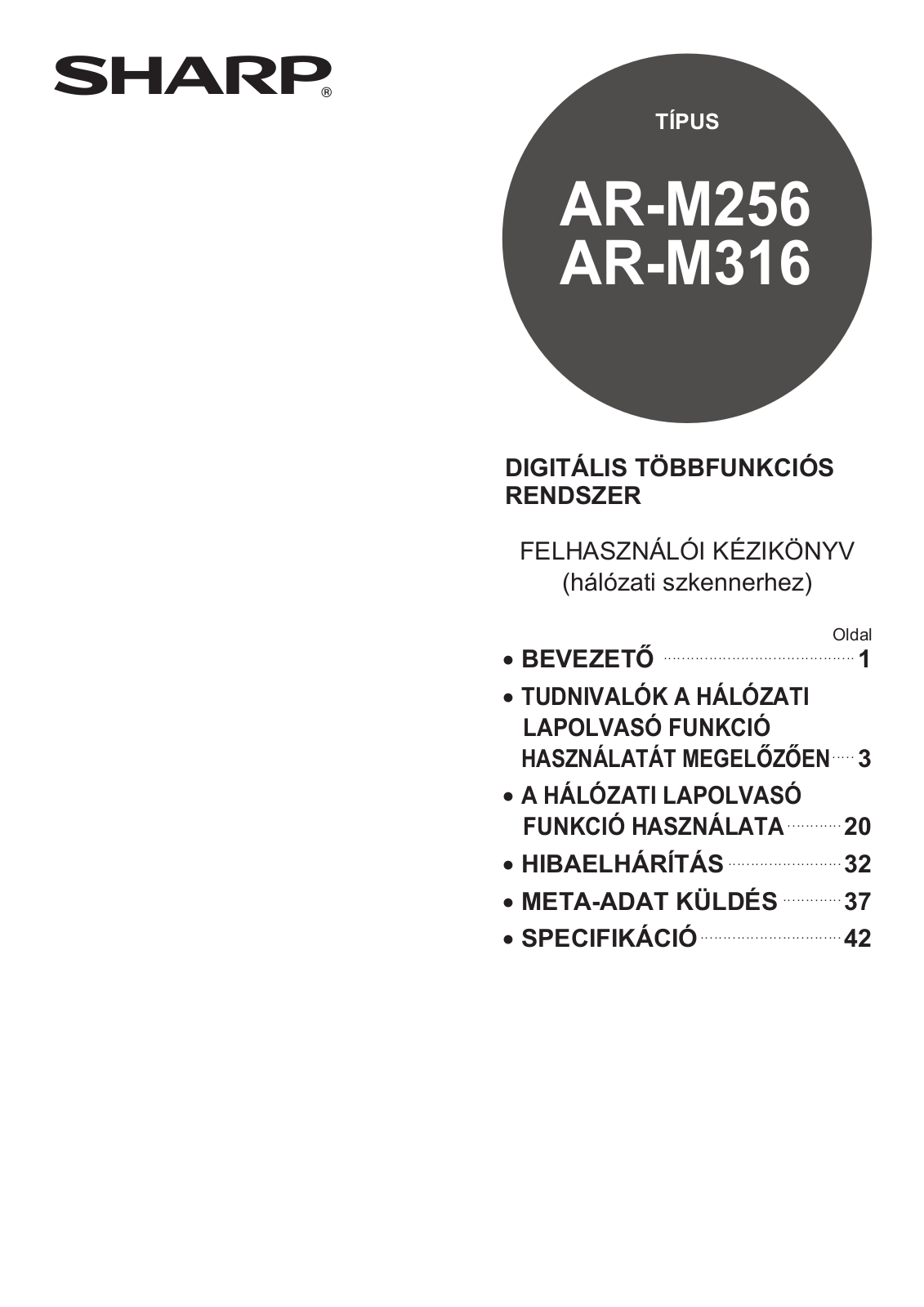 Sharp AR-M256, AR-M316 OPERATION MANUAL