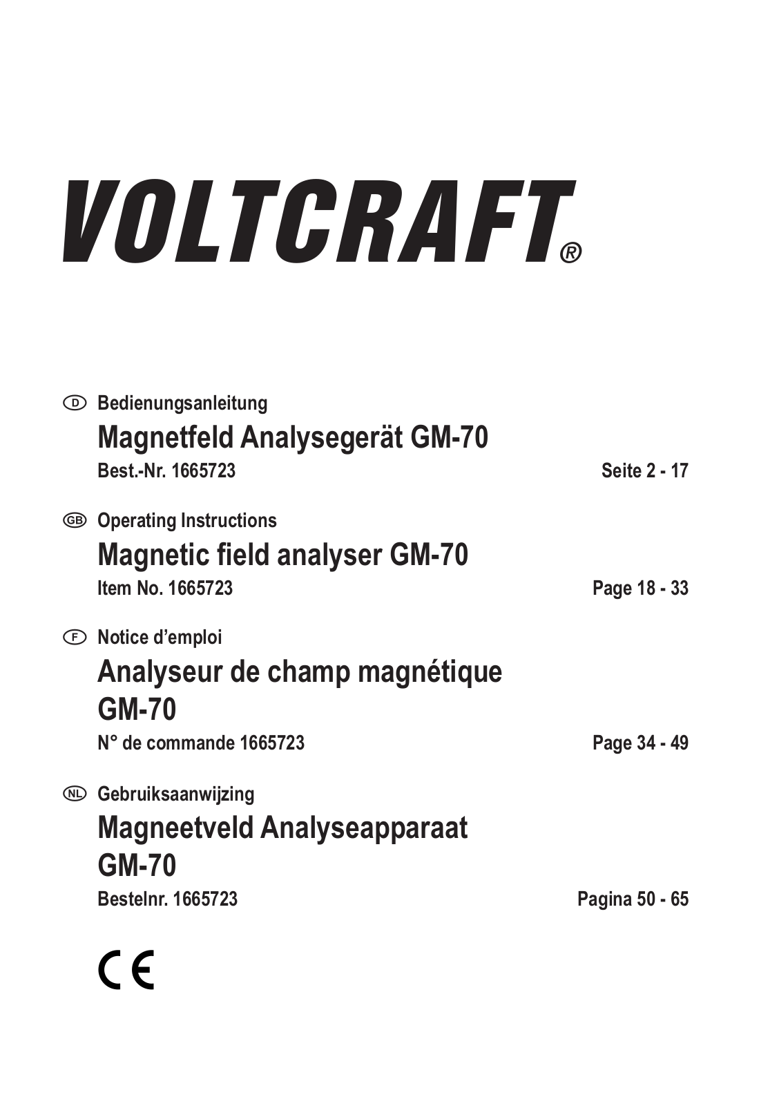 VOLTCRAFT GM-70 User guide