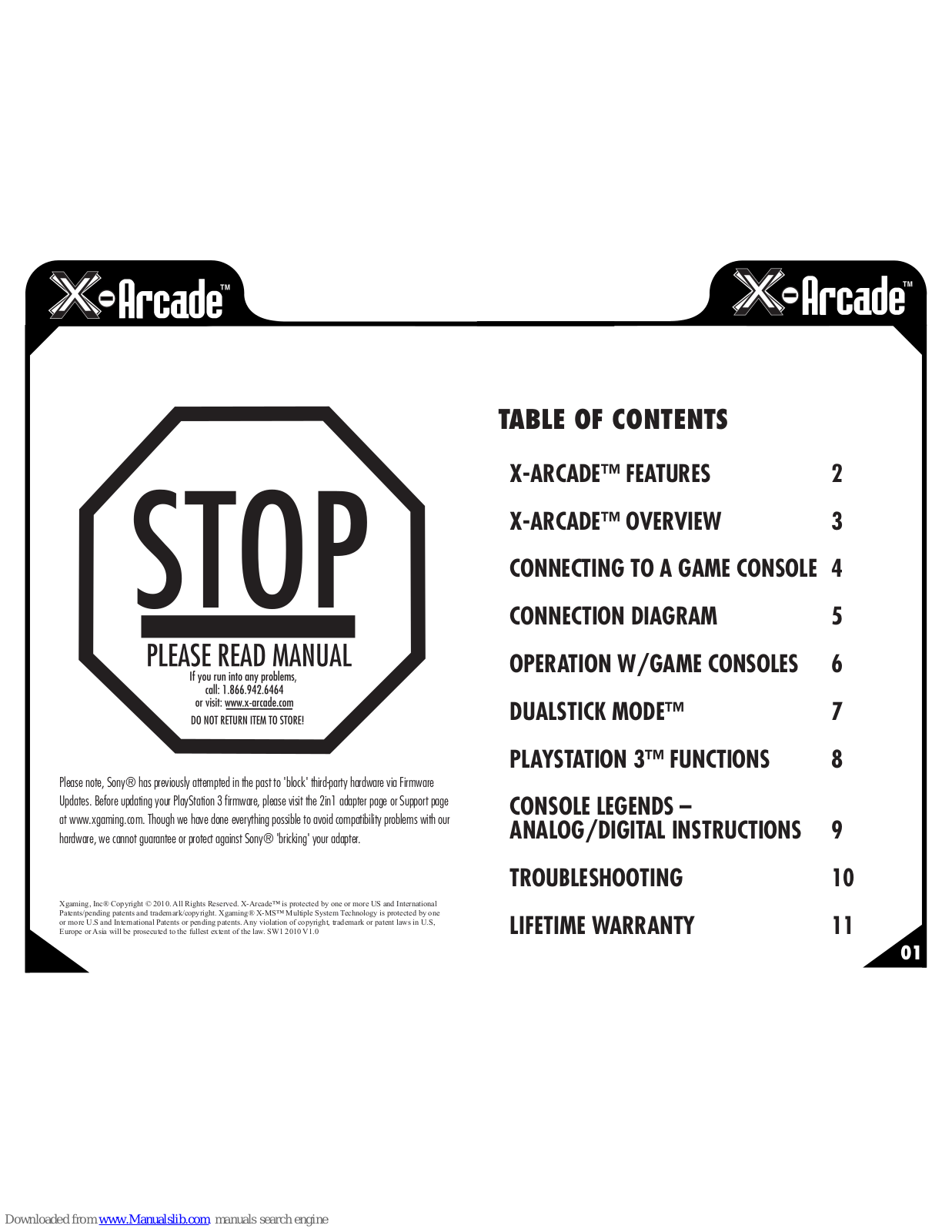 Sony X-Arcade User Manual