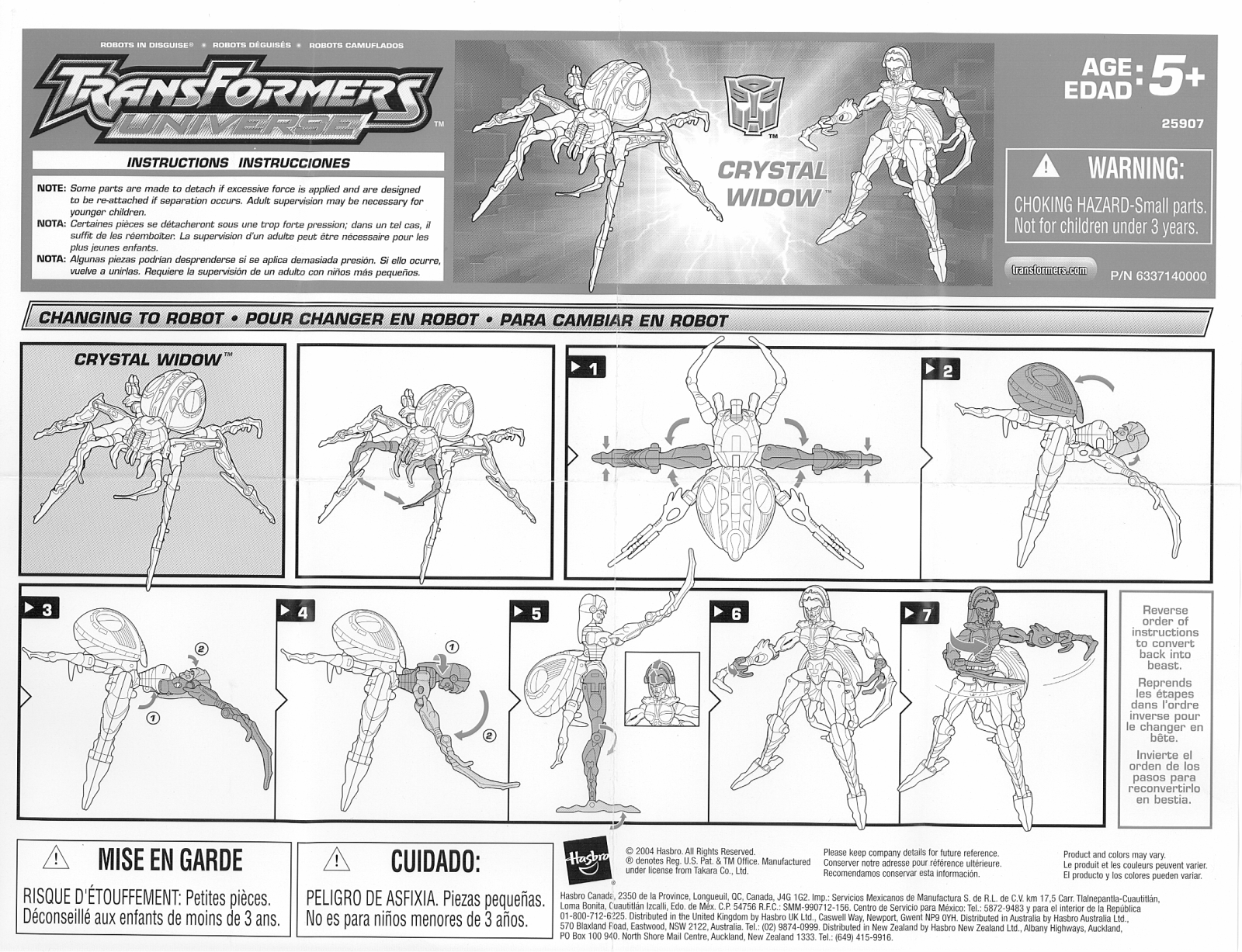 HASBRO Transformers Universe Crystal Widow User Manual