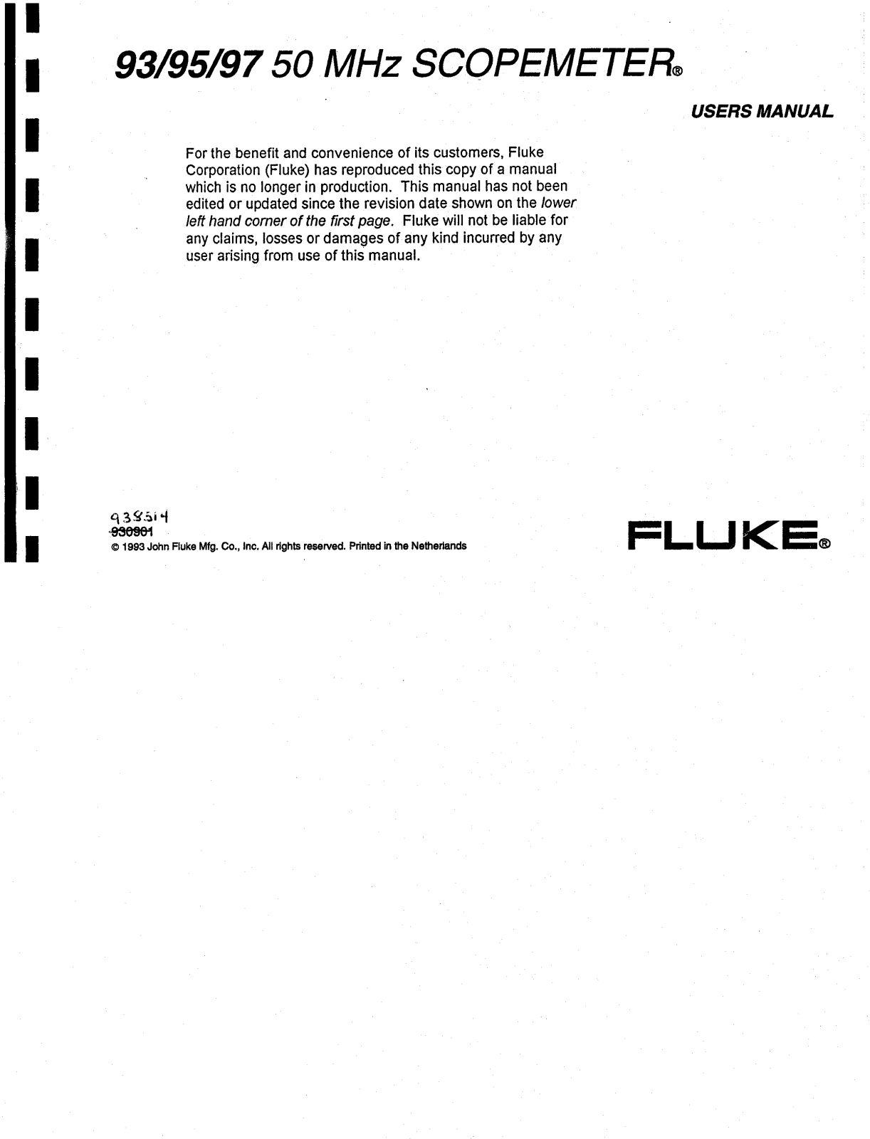 Fluke 97, 95, 93 User Manual