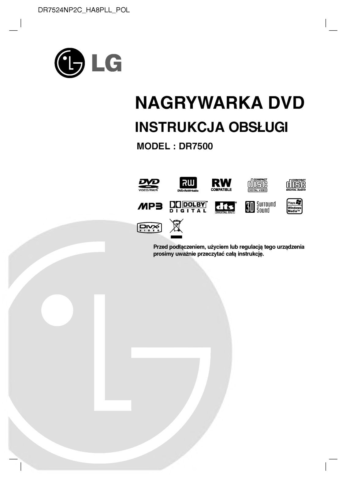 Lg DR7500 User Manual