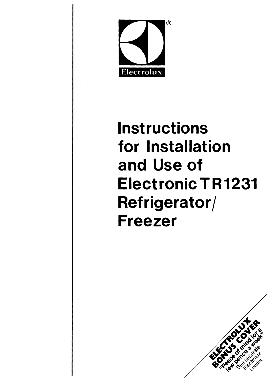 Electrolux TR1231 User Guide