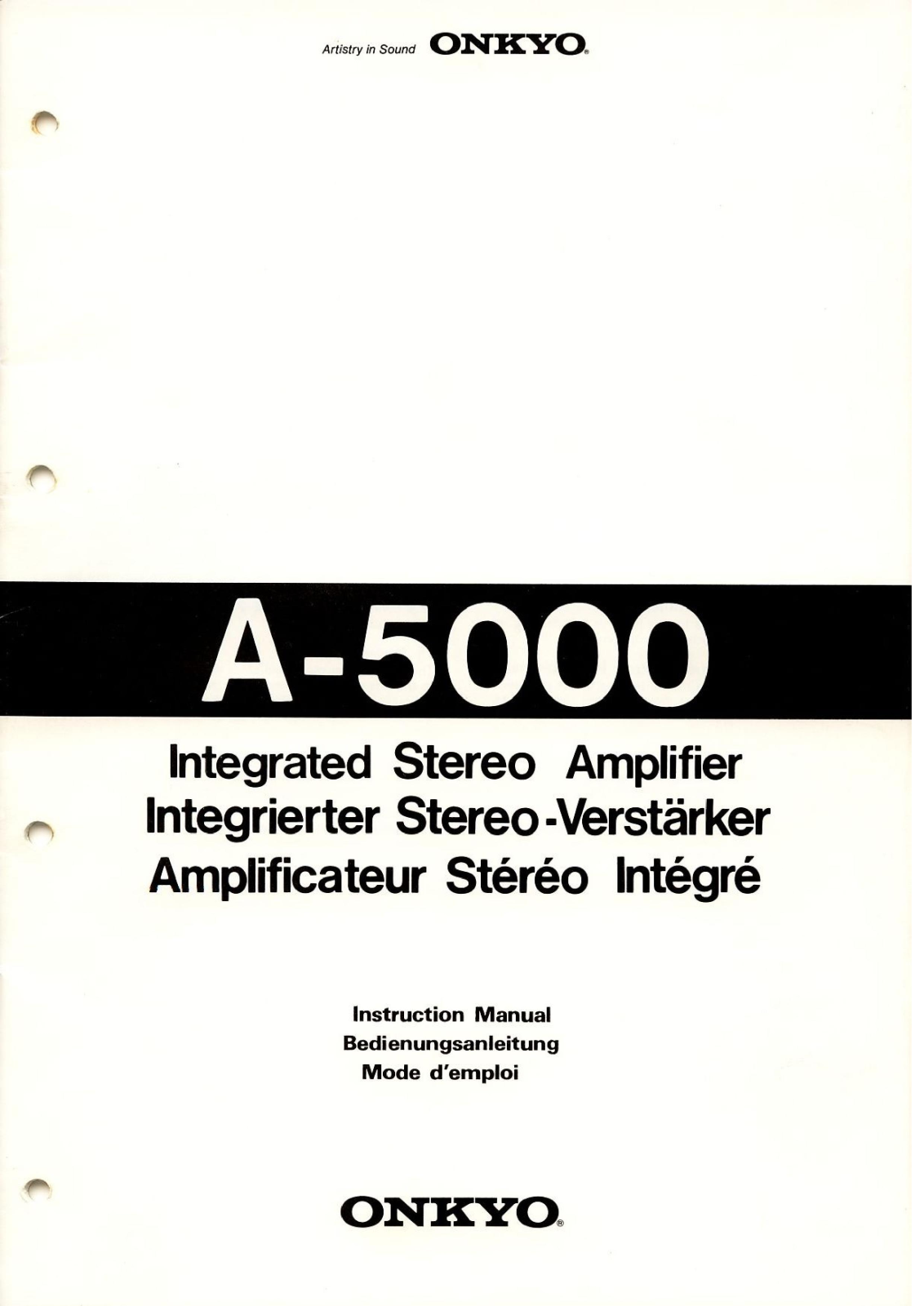 Onkyo A-5000 Owners manual