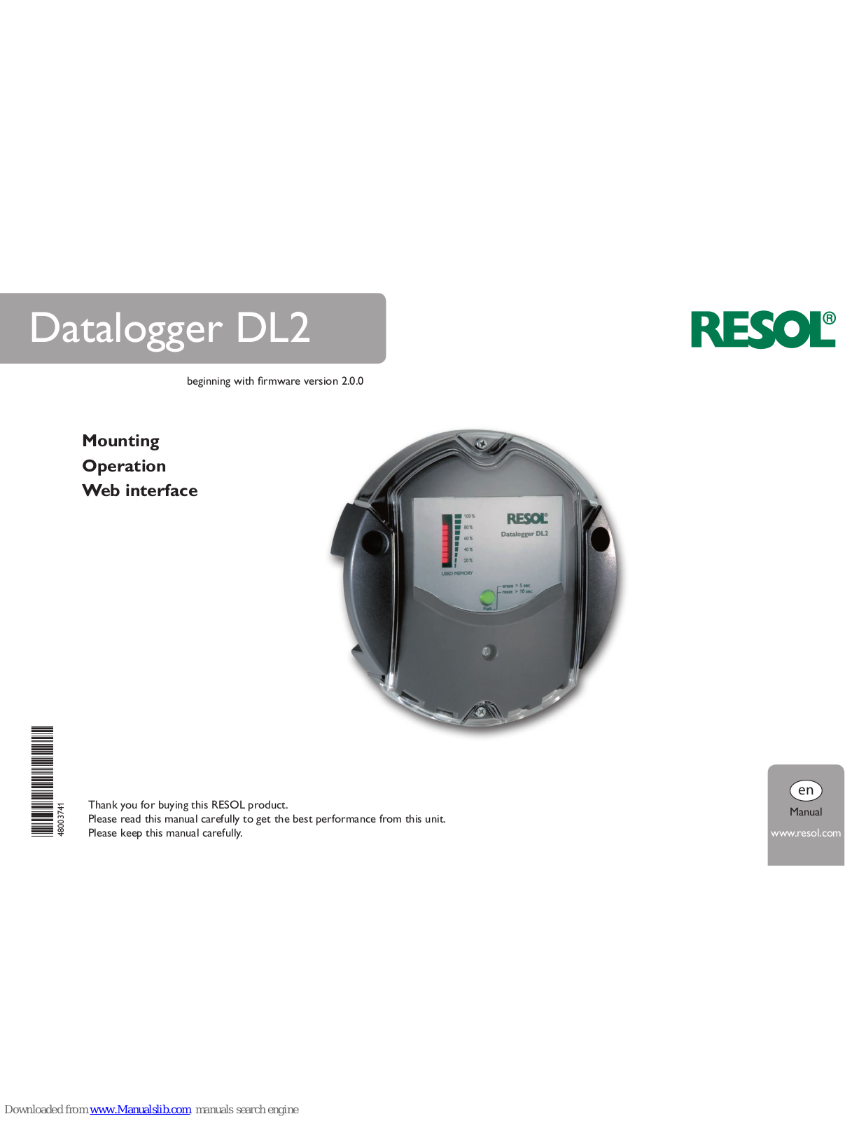 Resol DL2 User Manual - ManualMachine.com