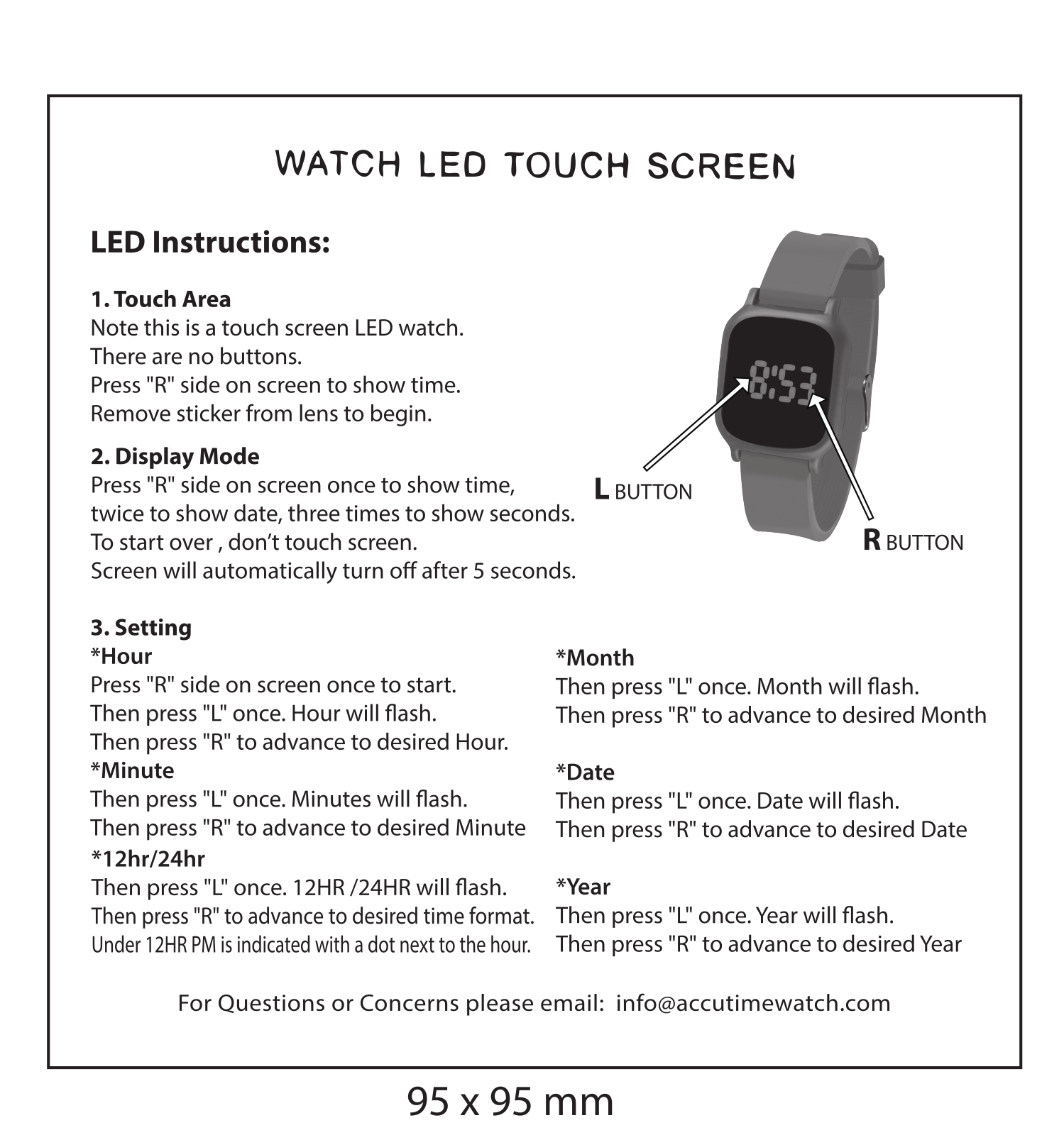 Accutime HSW296 LED Instruction Manual