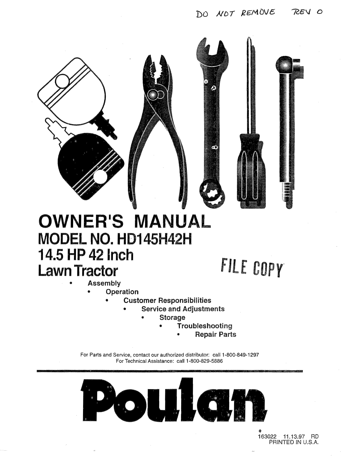 Poulan HD145H42H User Manual