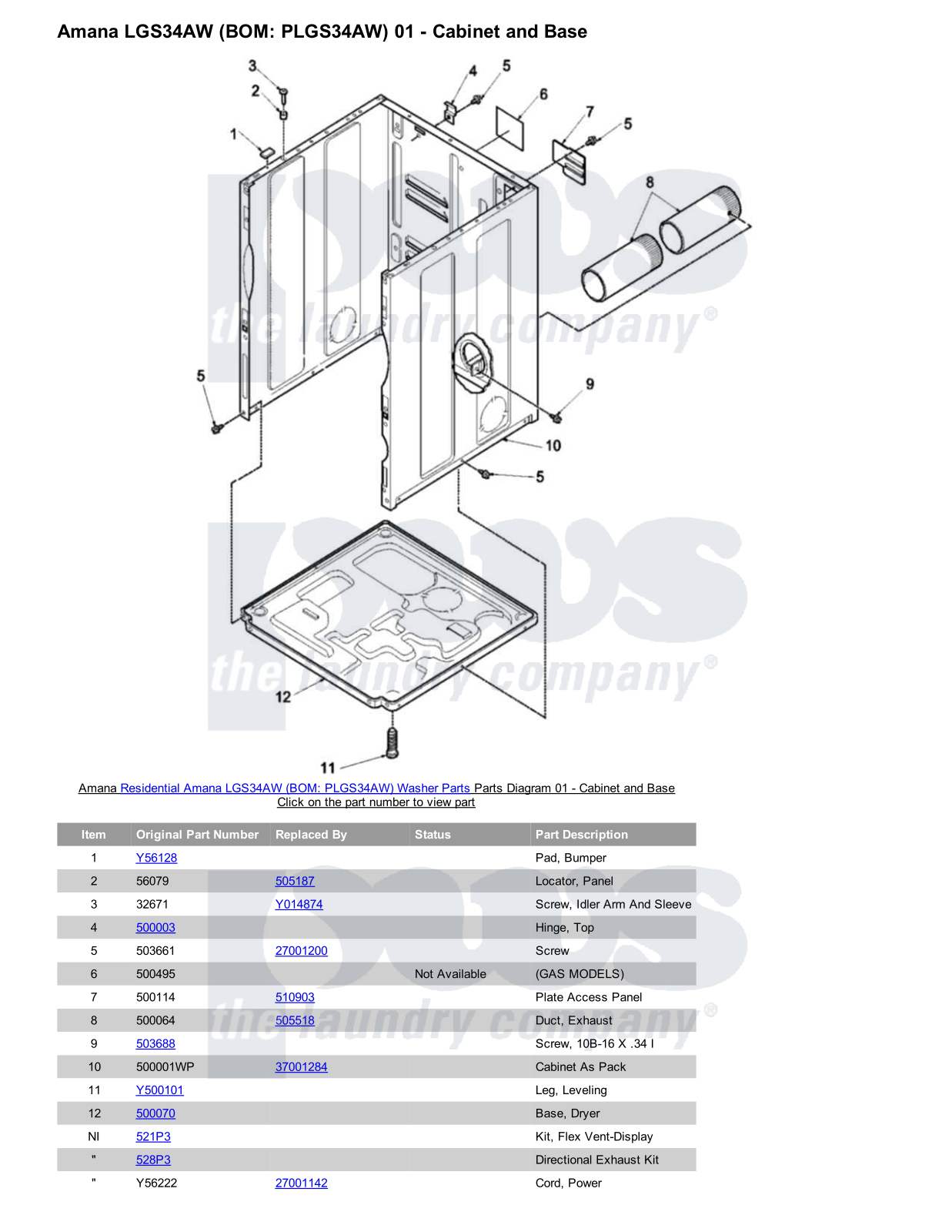 Amana LGS34AW Parts Diagram