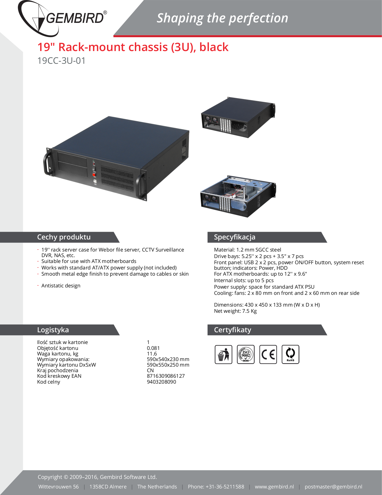 Gembird 19CC-3U-01 User Manual